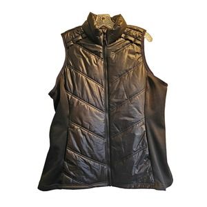 Avia Puffy Quilted Vest 2XL Black Puffer Pockets Lightweight  Women's